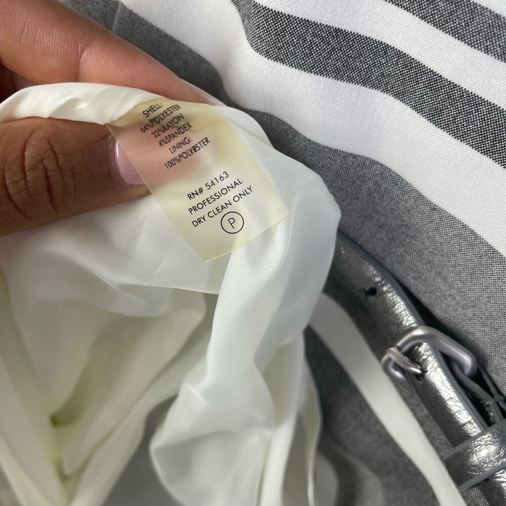 Calvin Klein Gray and White Striped Midi Sheath Dress - Picture 11 of 11